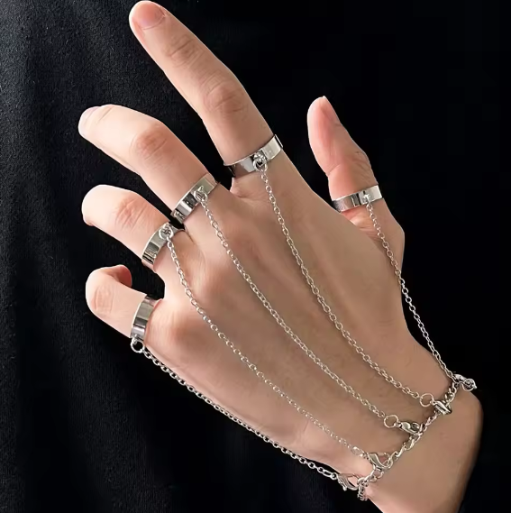 Punk Geometric Silver Color Chain Wrist Bracelet