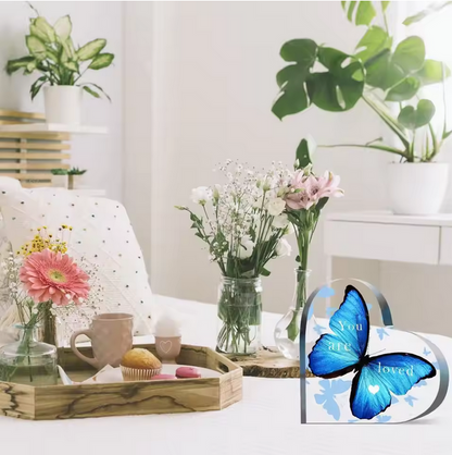 Butterfly Heart Acrylic Gift Inspiring Desktop Decoration
