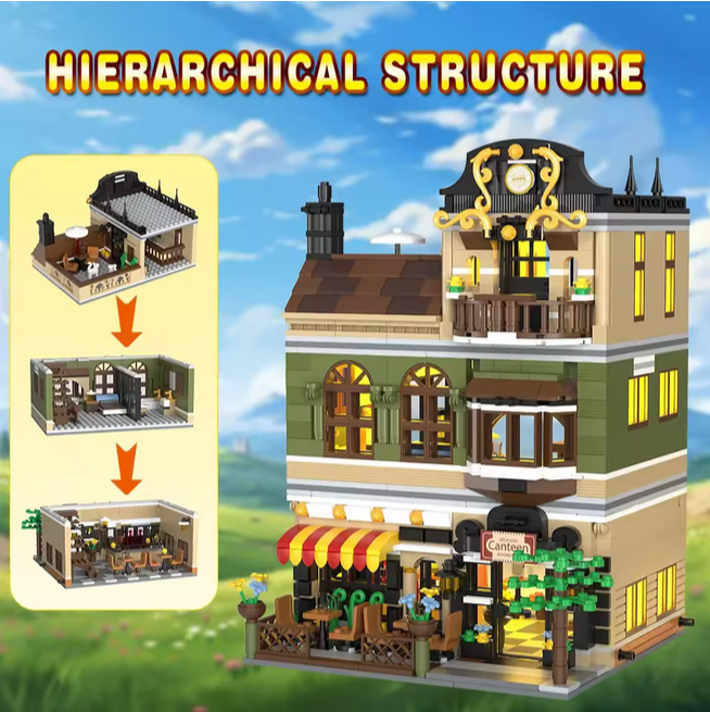 City Restaurant Building Blocks Set With Led Mini Brick Architecture Toy