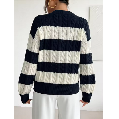 Autumn And Winter V neck Twisted Flower Pullover Sweater For Women Clothing