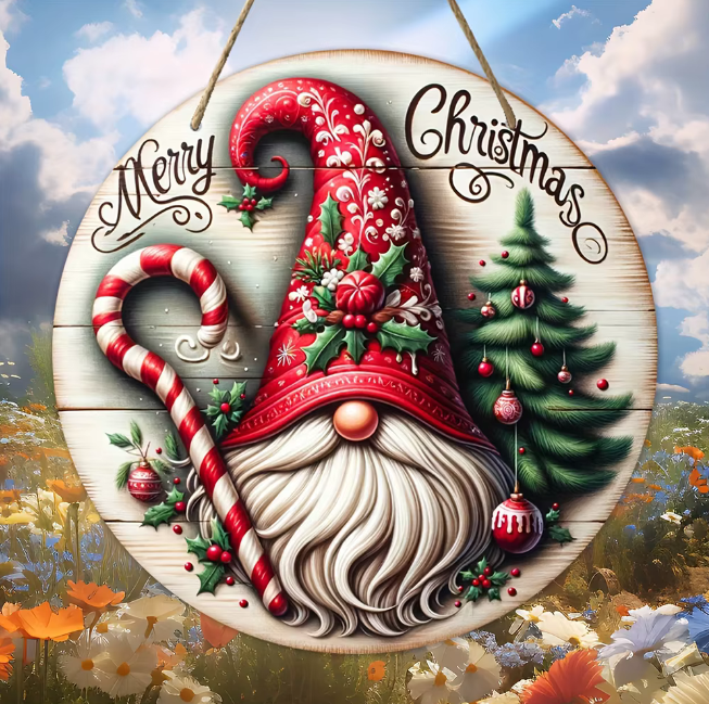 Round Sign Christmas Atmosphere Wooden Decorative Home Wall