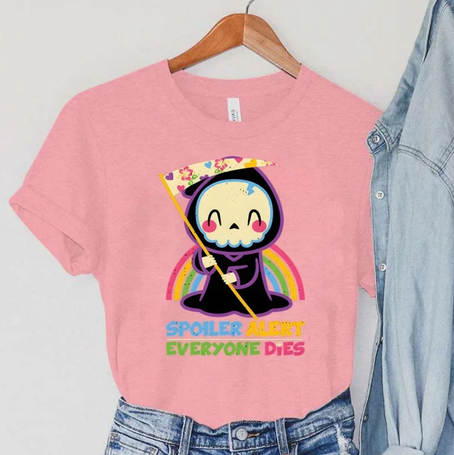 Tshirts Skull Women Cartoon Rainbow