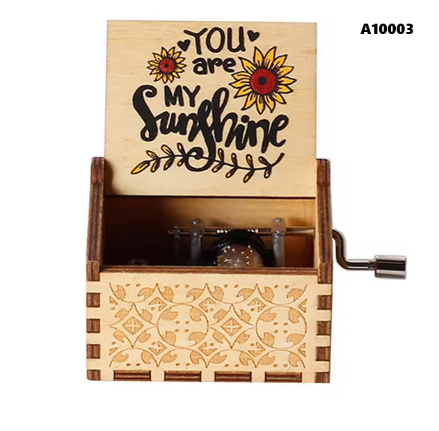 Wooden Music Box Hand Cranked Movement You are My Sunshine Gifts For Children
