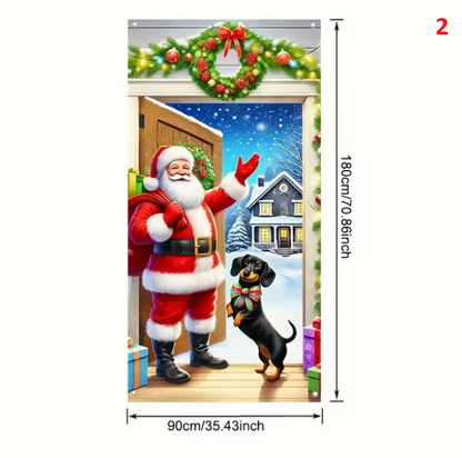 Christmas door cover Santa Claus Decoration