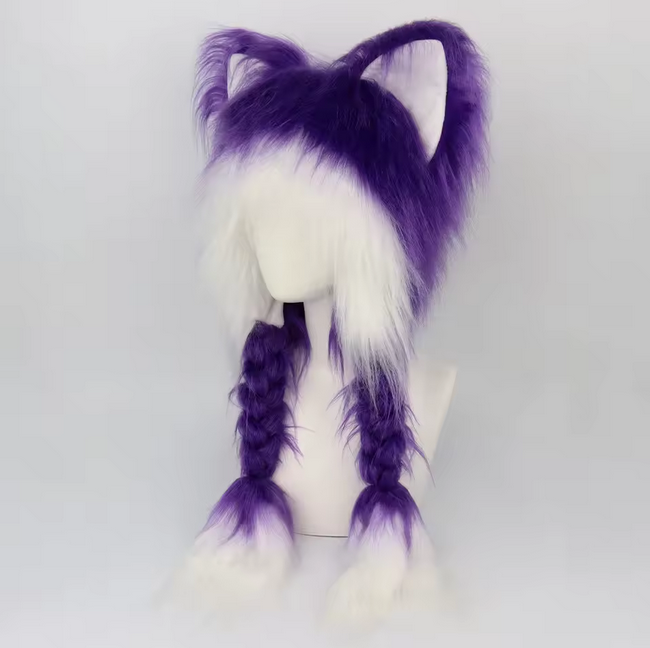 Plush Novelty Animal Hat Fursuit Fur Cat Ears Headwear Plush Warm