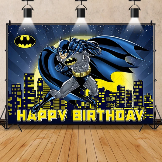 Marvel Batman Custom Background Boy Children Birthday Party Decoration Banner Cartoon City Hero