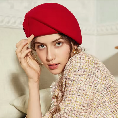 Wool Felt British Top Beret Hat For Women