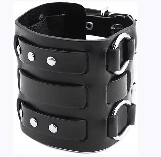 Wide Cuff Wrap Gothic Wristband Punk Rock Biker Wide Strap Leather Bracelet