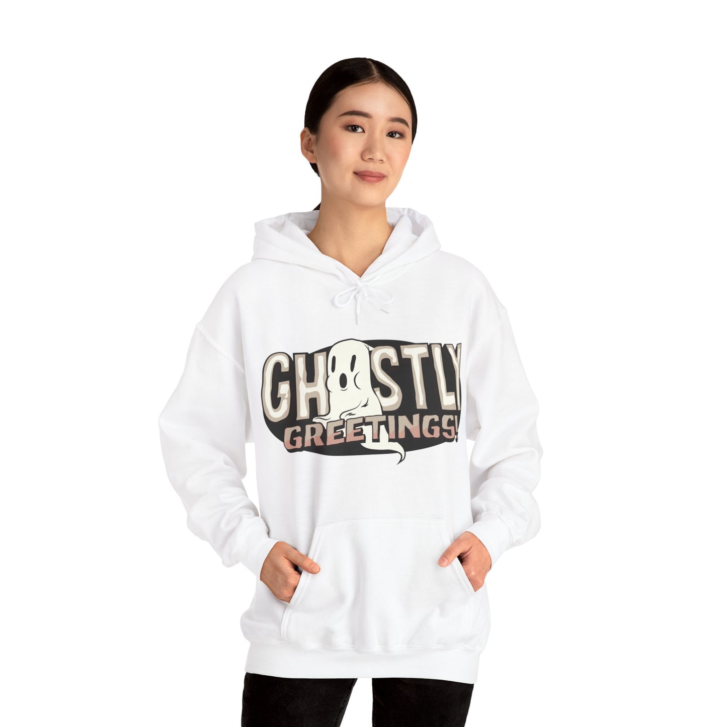 Ghostly Greetings Funny Hooded Sweatshirt - DUGO