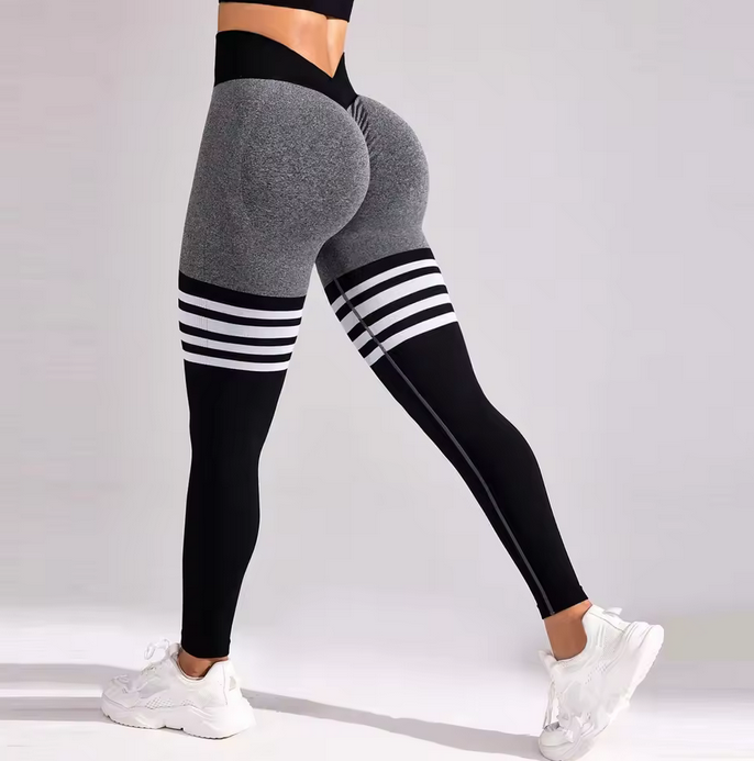 Women V Back Line Leggings Butt Lifting Gym Fitness Athletic Elastic Yoga Pants