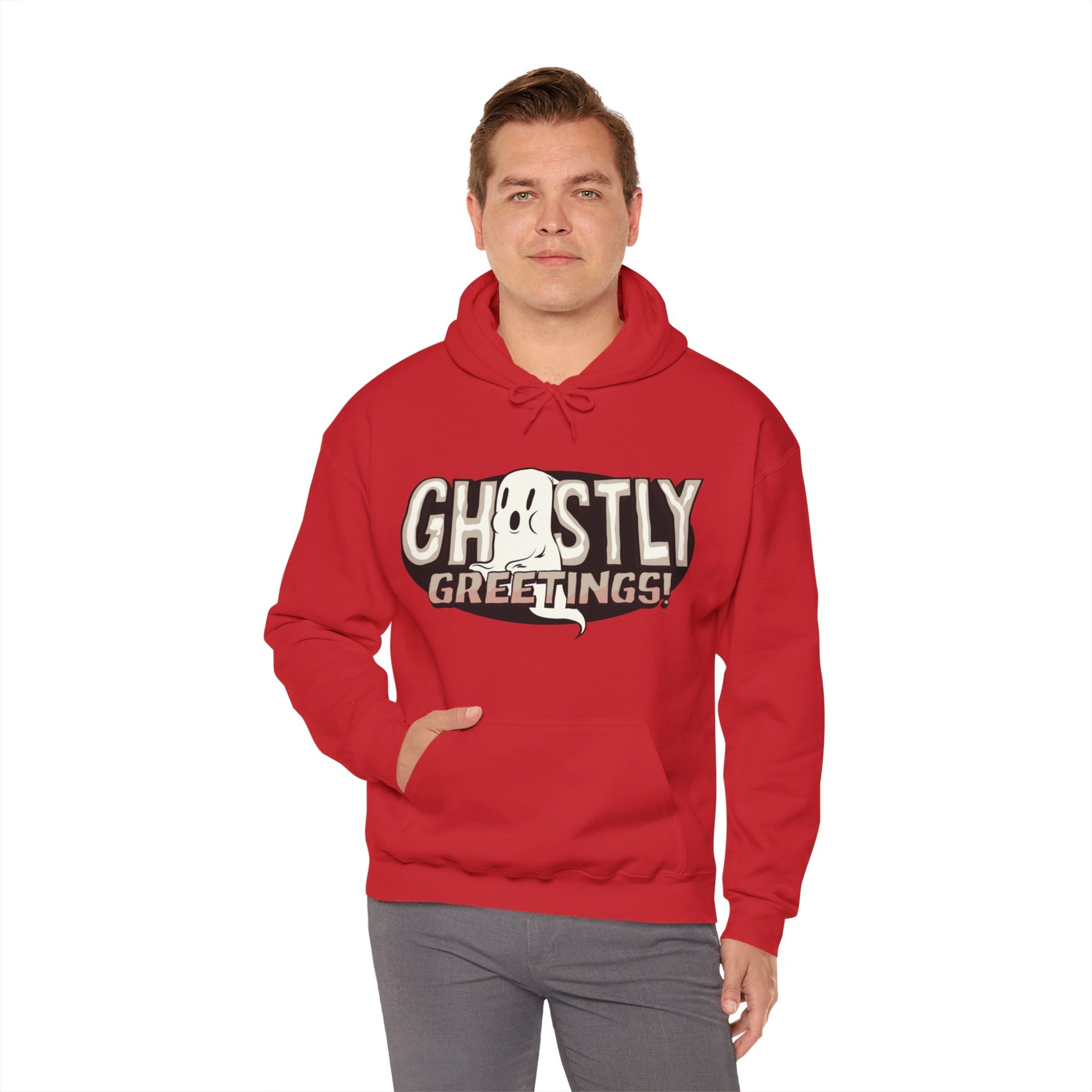 Ghostly Greetings Funny Hooded Sweatshirt - DUGO