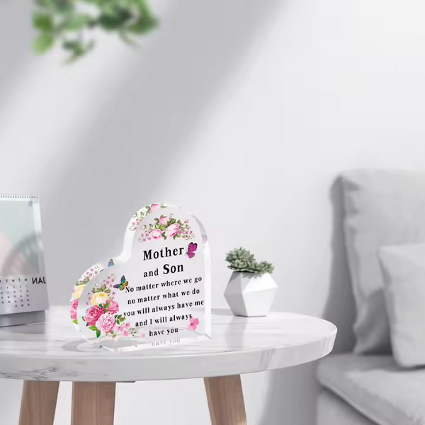 Gifts For Mother Heart Shaped Acrylic Plaque From Son 