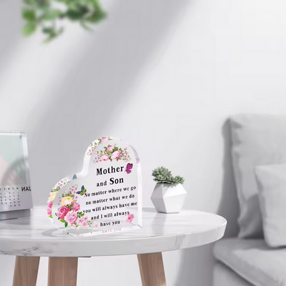 Gifts For Mother Heart Shaped Acrylic Plaque From Son 