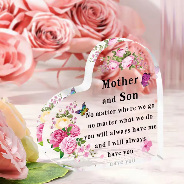 Gifts For Mother Heart Shaped Acrylic Plaque From Son 