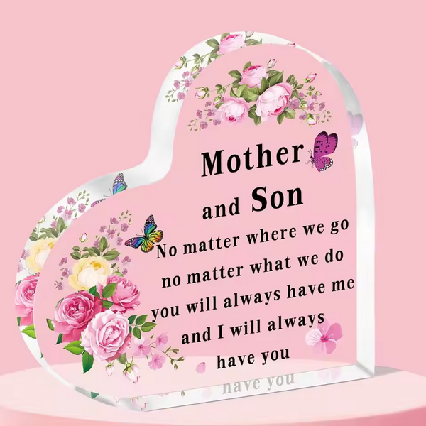 Gifts For Mother Heart Shaped Acrylic Plaque From Son 