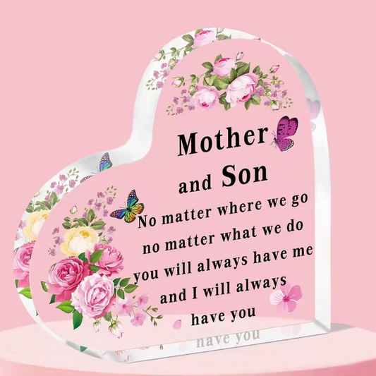 Gifts For Mother Heart Shaped Acrylic Plaque From Son 
