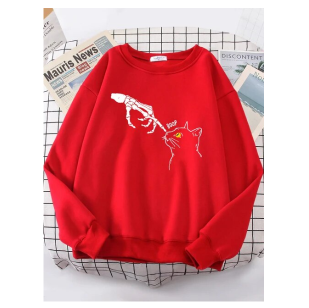 The Skeleton Pointed At The Cat Funny Sweatshirt