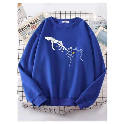 The Skeleton Pointed At The Cat Funny Sweatshirt