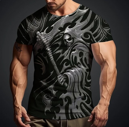 3D Skull Print Tshirt For Men Retro Fashion