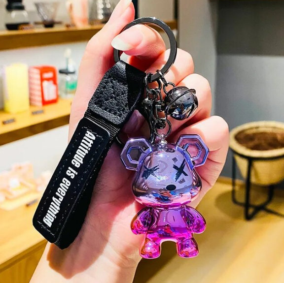 Cute Bear Keychain Resin Electroplating