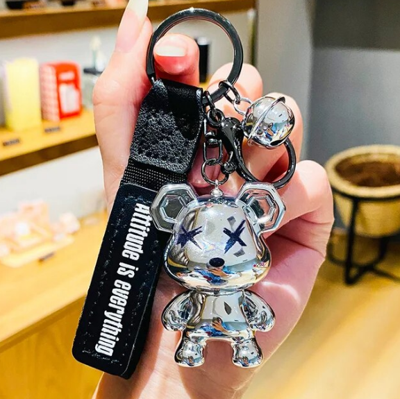 Cute Bear Keychain Resin Electroplating