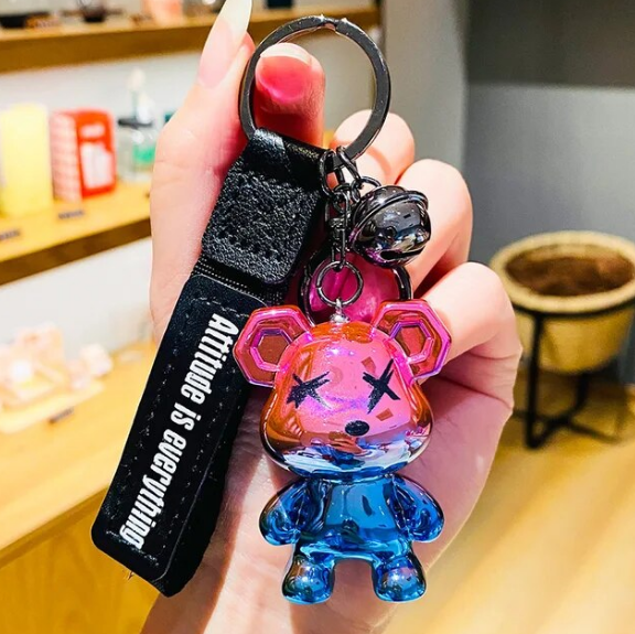 Cute Bear Keychain Resin Electroplating