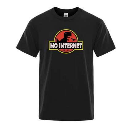 Cartoon Dinosaur Tee Shirt Printed No internet Tshirt