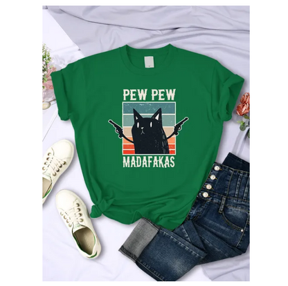 Pew Pew Madafaks Cute Funny Print Women Tshirts