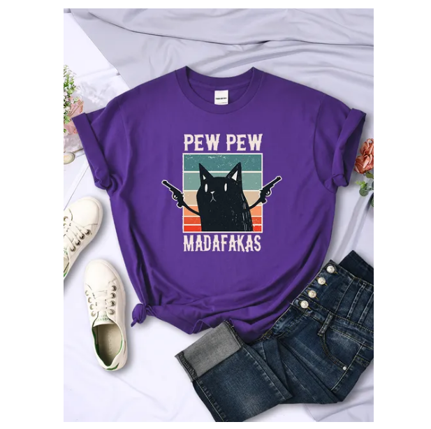 Pew Pew Madafaks Cute Funny Print Women Tshirts