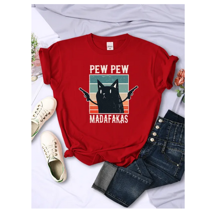 Pew Pew Madafaks Cute Funny Print Women Tshirts