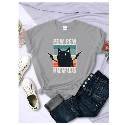 Pew Pew Madafaks Cute Funny Print Women Tshirts