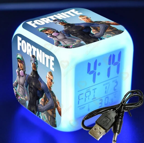 Fortnite Alarm Clock Digital Luminous 7 Colors LED