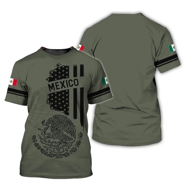 Mexico Flag 3D Print Tshirts For Men