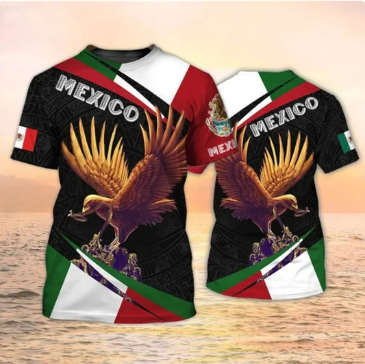 Mexico National Flag Print Men Tshirt Fashion 3D O neck - DUGO