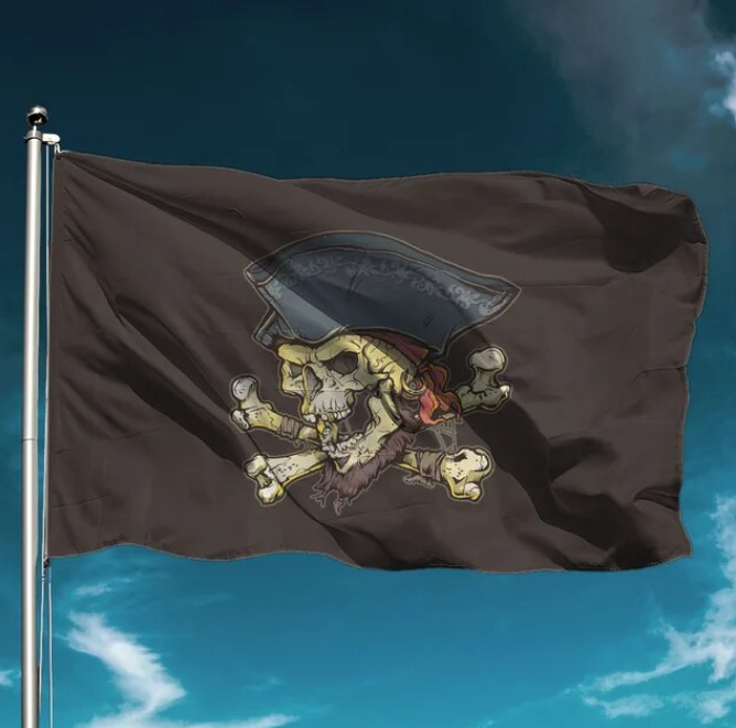 Pirate Flag Funny Viking Skeleton Hold Banner Flying Polyester