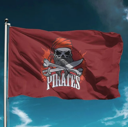 Pirate Flag Funny Viking Skeleton Hold Banner Flying Polyester