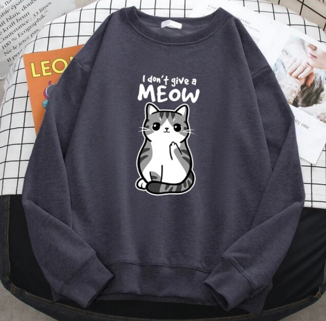 Sweatshirt I Do Not Give A Meow Funny Cat Cartoon