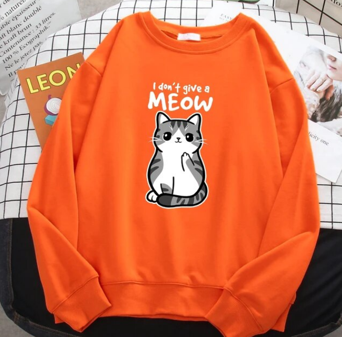 Sweatshirt I Do Not Give A Meow Funny Cat Cartoon