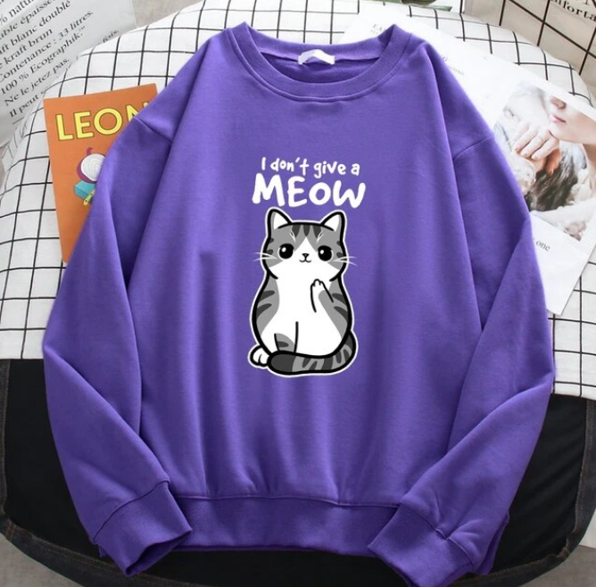 Sweatshirt I Do Not Give A Meow Funny Cat Cartoon