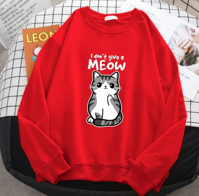 Sweatshirt I Do Not Give A Meow Funny Cat Cartoon