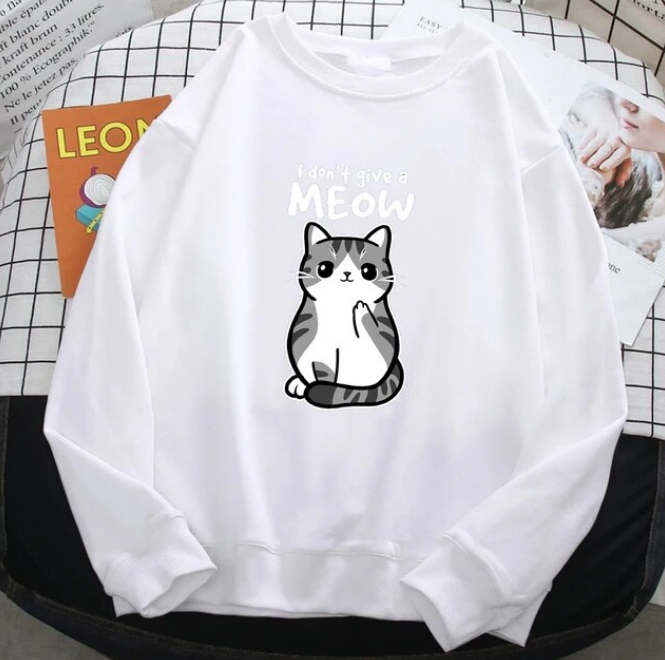 Sweatshirt I Do Not Give A Meow Funny Cat Cartoon