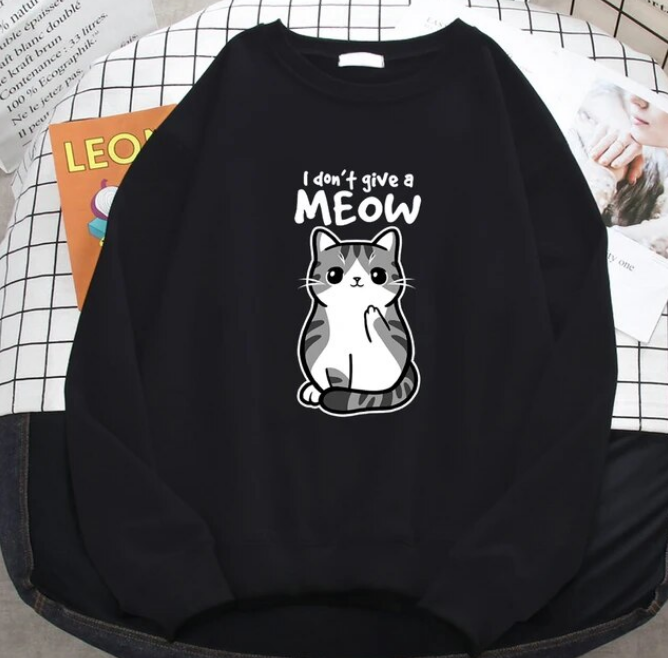 Sweatshirt I Do Not Give A Meow Funny Cat Cartoon