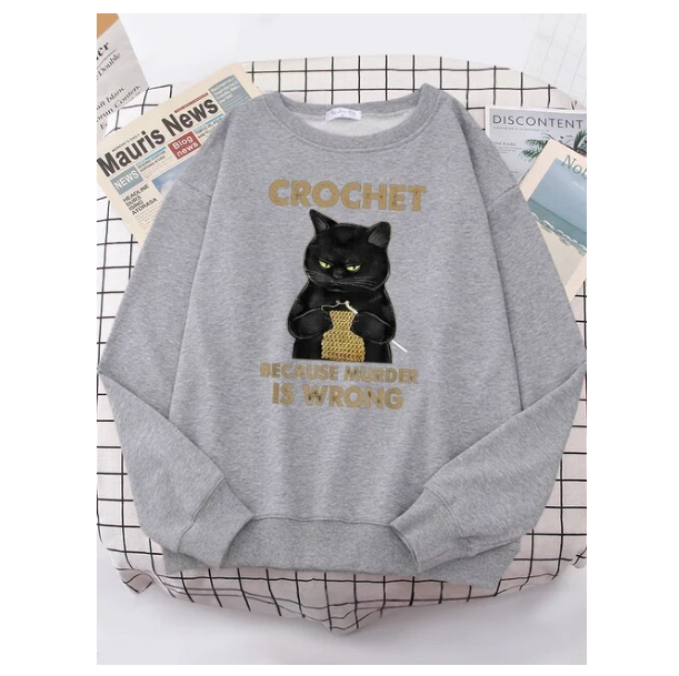 Crochet Because Murder Is Wrong Women Hoody Fashion Fit Sweatshirt Casual