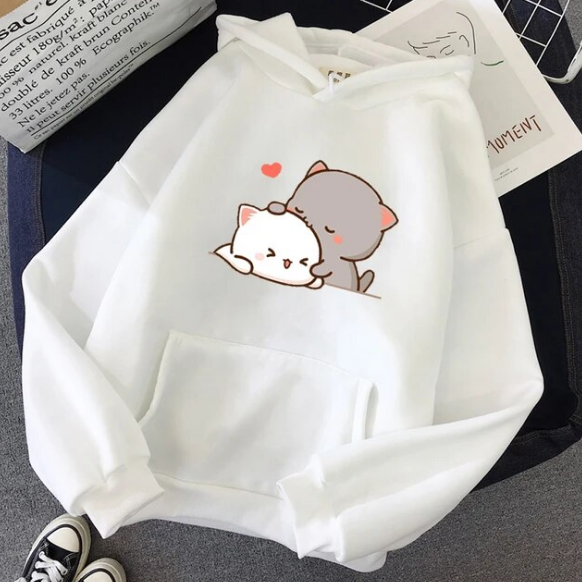 Peach Cat Kawaii Plus Size Hoodies Sweatshirts