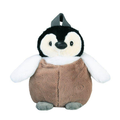 Cute Penguin Plush Backpack For Girls Khaki Penguin Plush Shoulder Bag