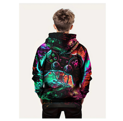 Fashion Colorful Gamepad 3D Print Cute Hoodie For Kids