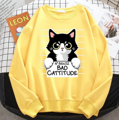 Pullover Bad Cattitude Funny Cat Sweatshirts