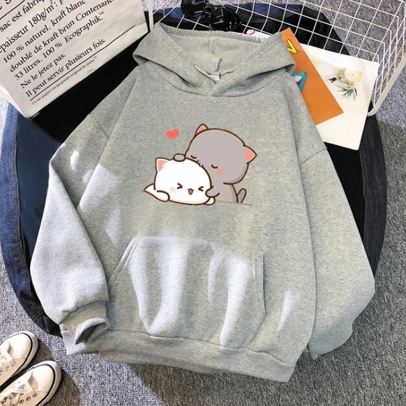 Peach Cat Kawaii Plus Size Hoodies Sweatshirts