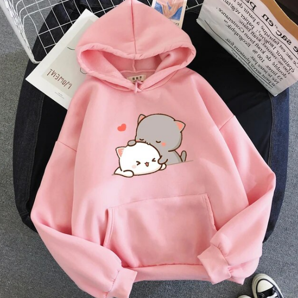 Peach Cat Kawaii Plus Size Hoodies Sweatshirts