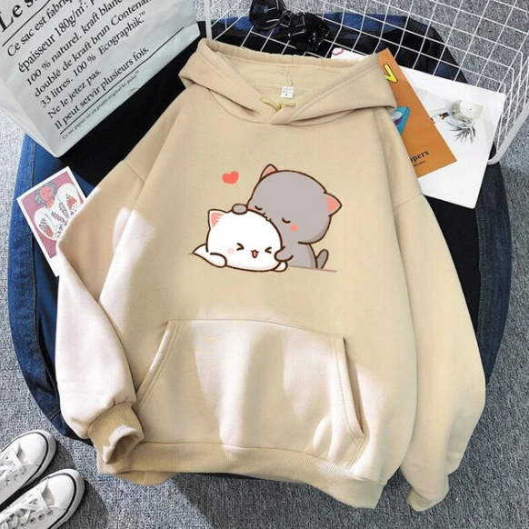 Peach Cat Kawaii Plus Size Hoodies Sweatshirts